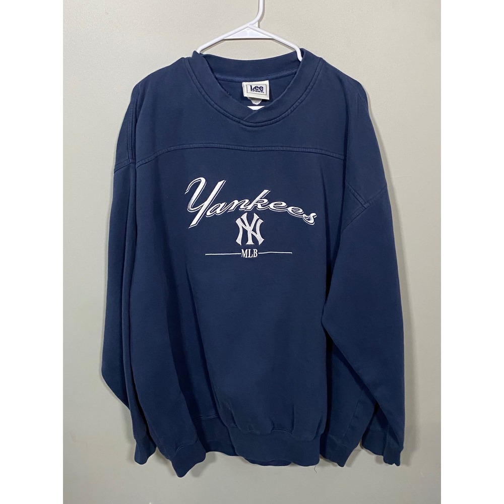 Lee Sport Sweatshirt Mens XL Navy Blue Good Yankees MLB Embroidered Vintage